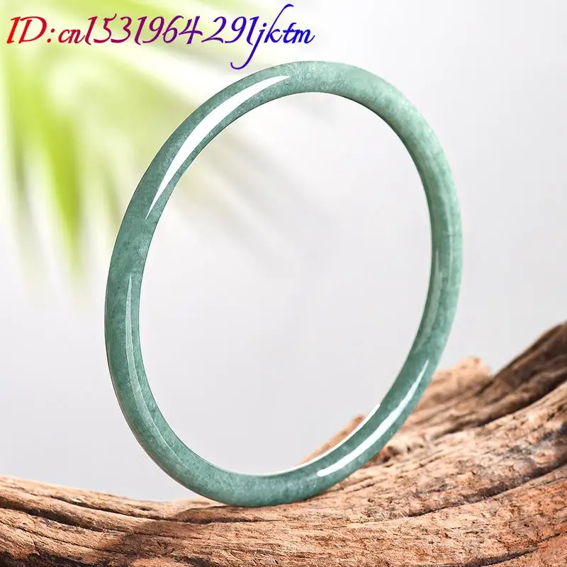Natural Burmese Jadeite Bracelet Bangle Real Jade Designer Accessories Carved Gemstone Amulet Fashion Vintage Gifts for Women view 2