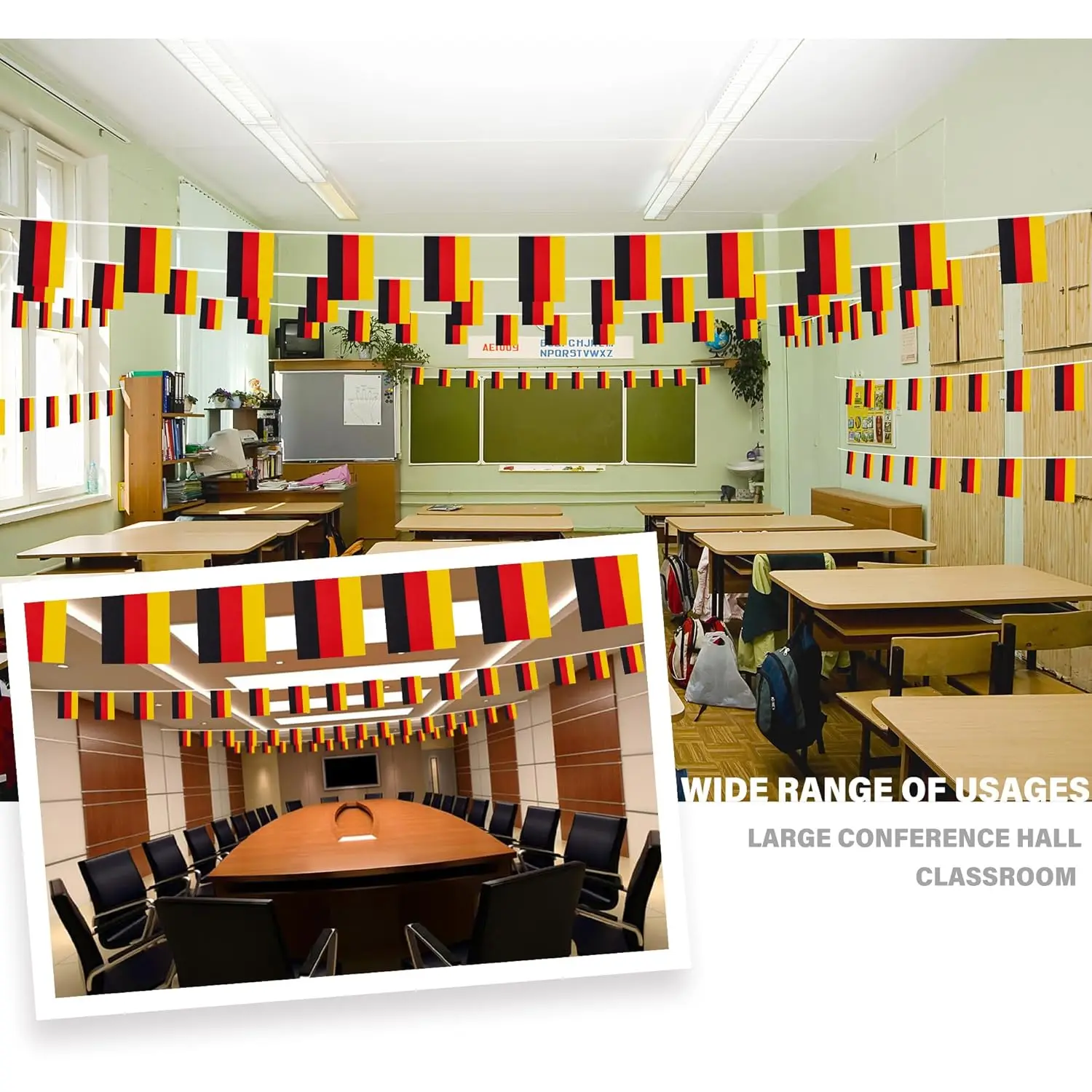 24pcs/Set German String Flags 14cmx21cm 20x30cm Hanging Mini Window Flags for Germany