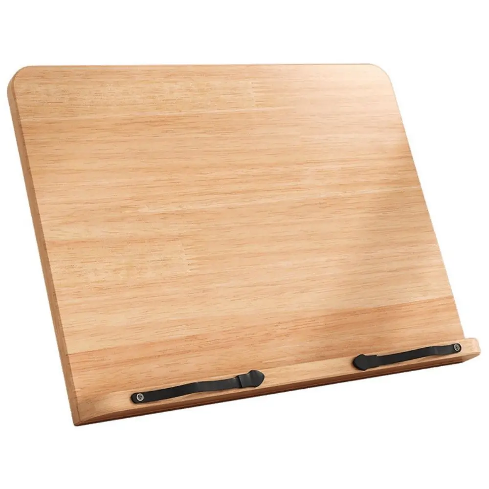 Adjustable Angle Book Holder Tray Foldable Multi-Position Support Reading Rest Tablet with Clip 8 Modes Wooden Reading Stand