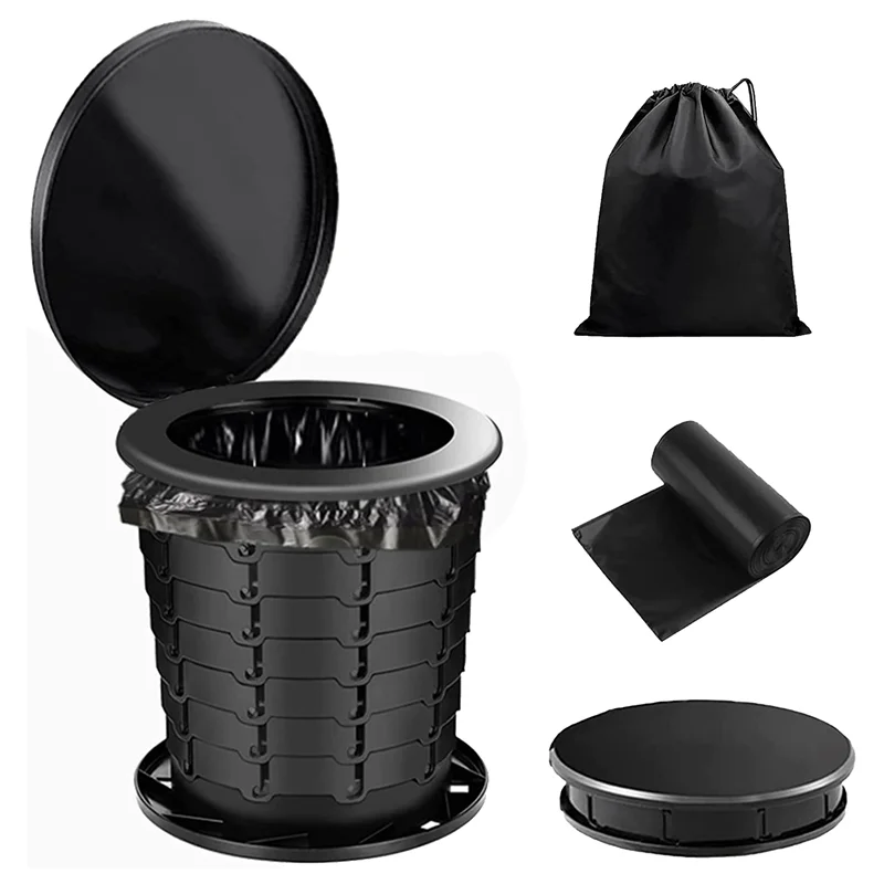 M15K-1Set Toilette portatile per adulti Bambini Vasino da campeggio esterno e mini toilette di emergenza Toilette pieghevole per auto da viaggio in plastica