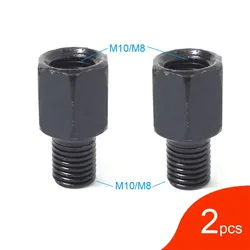 1 Pair Black Motorcycle Mirror Adapters M10 10MM M8 8MM Rearview Mirrors Conversion Bolt Clockwise Anti-clock Right Left Thread