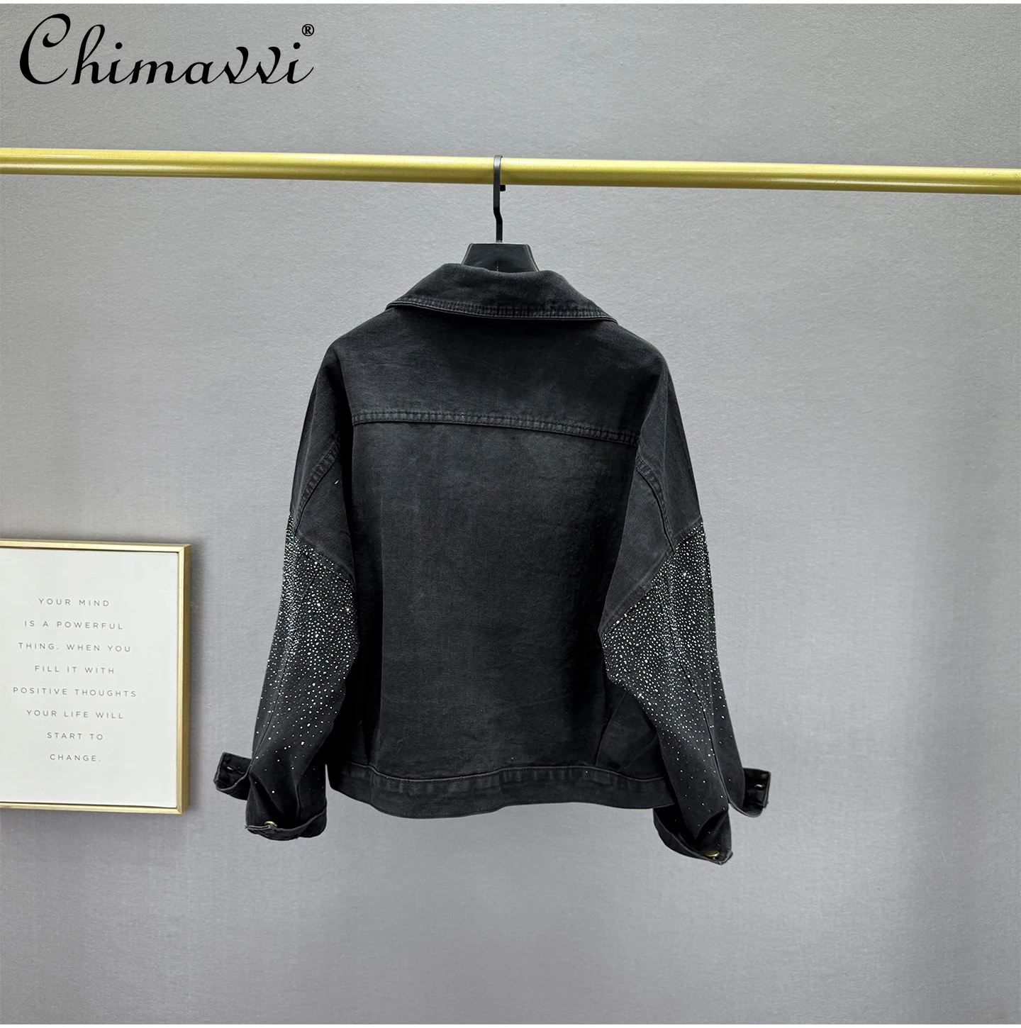 レディース ヘビーフルラインストーンデニムジャケット 2025年秋新作 ファッション 長袖 ルーズ スリムフィット ヨーロピアン ストリートウェア ジーンズコート