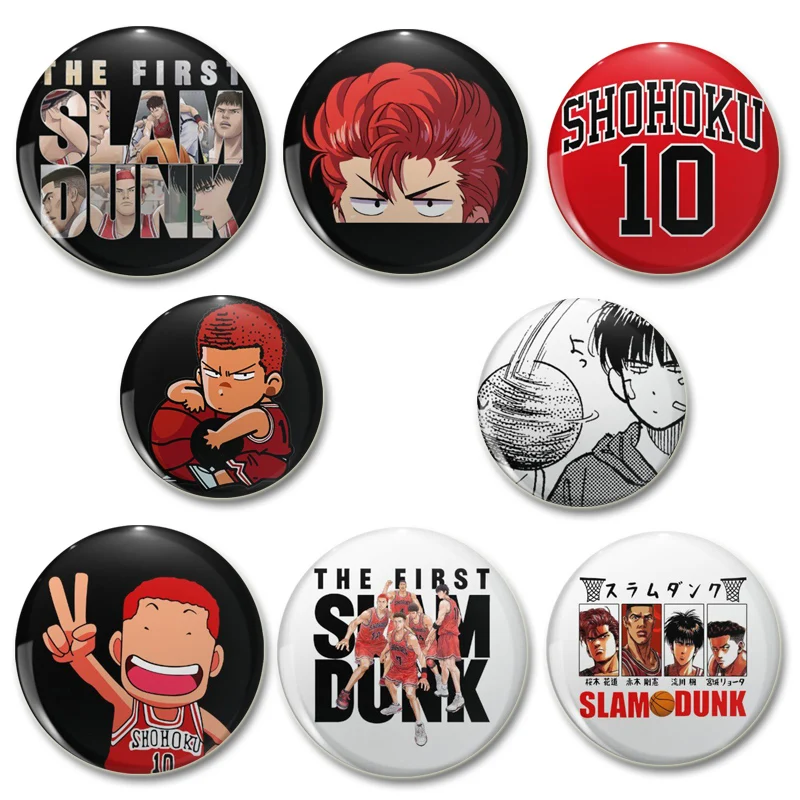 Japanese Popular Anime Slam Dunk Brooche Cartoon Figure Sakuragi Hanamichi/Rukawa Kaede/Hisashi Mitsui Cosplay Badge Fashion Pin