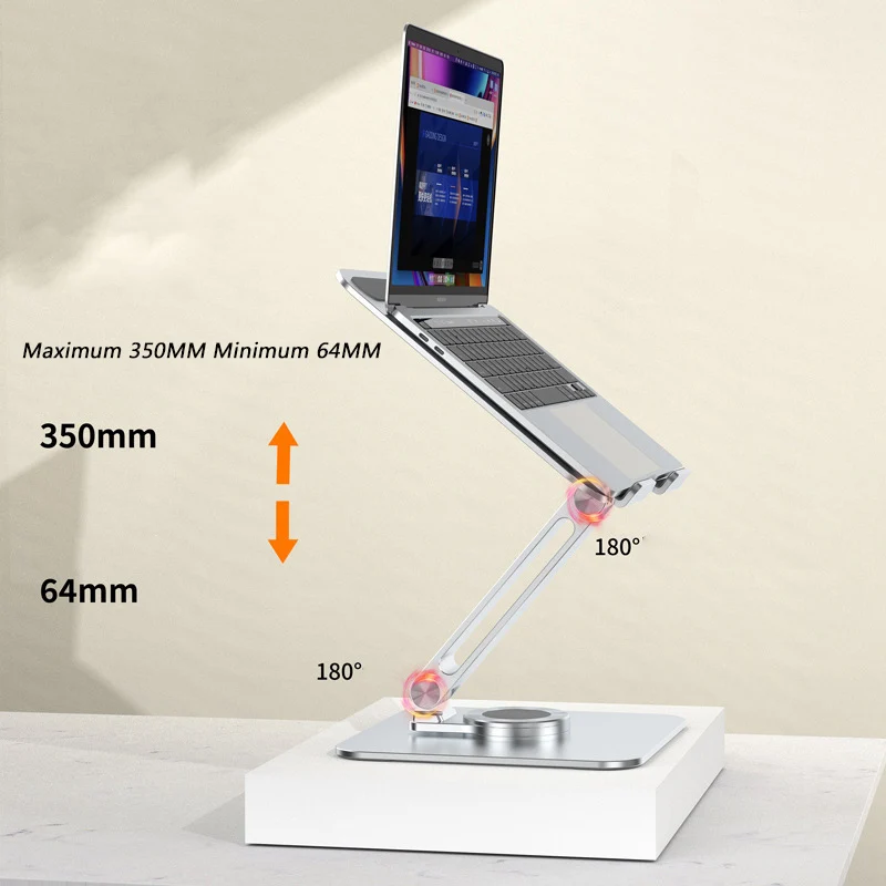 Imagem -03 - Suporte Giratório de Liga de Alumínio Dobrável Suporte Ajustável Notebook Cooler Pad de Refrigeração Portátil Suporte de Suporte de Suporte para Tablet