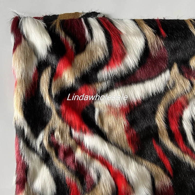 Long imitation fox fur fabric,Ethnic style jacquard plush fur,luxury home textile pillow material,velvet cloth