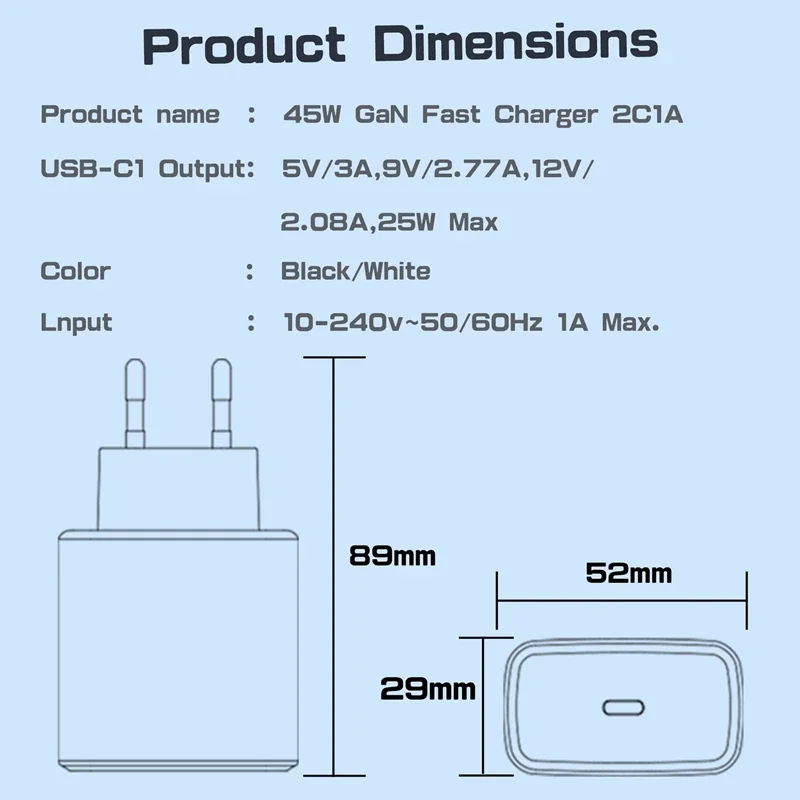 Geeignet für Samsung S22/S21/S20/Note10 – PD45W-Schnellladegerät mit zwei USB-C-Anschlüssen. – Detail 9