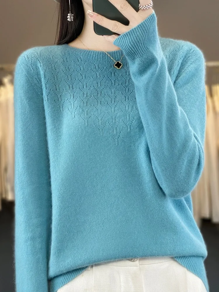 슬 원피스 울 스웨터 여성용 라운드 넥 가을 겨울 니트 롱 스웨터 베이직 다용도 카메라 니트...