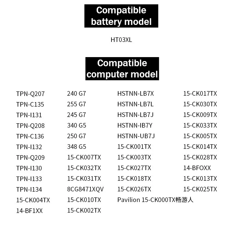 11.55V HT03XL بطارية الكمبيوتر المحمول ل HP TPN-Q207 TPN-C135 TPN-1131 TPN-Q208 240/255/245 G7 340 G5 HSTNN-LB7X HSTNN-LB7L HSTNN-LB7J