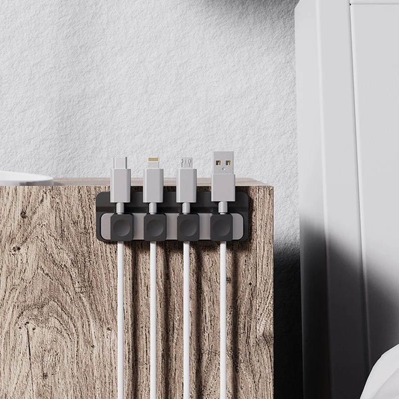 Magnet Cable Winder Adhesive Silicone USB Cable Fixer Organizer Solid Color Cable Holder Line Charger Clip For Desk Office
