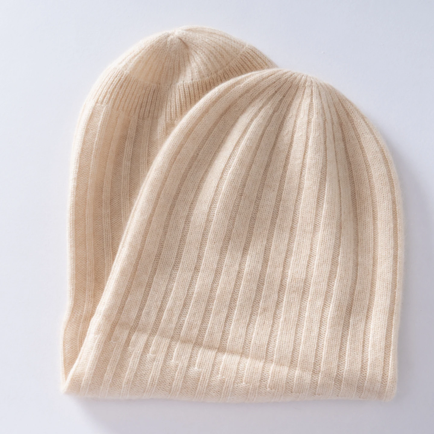 Winter New Women Hat 100% Cashmere Knitted Headgears Soft Warm Hats Lady Casual Double Layered Cap Quality Cashmere Cap Red