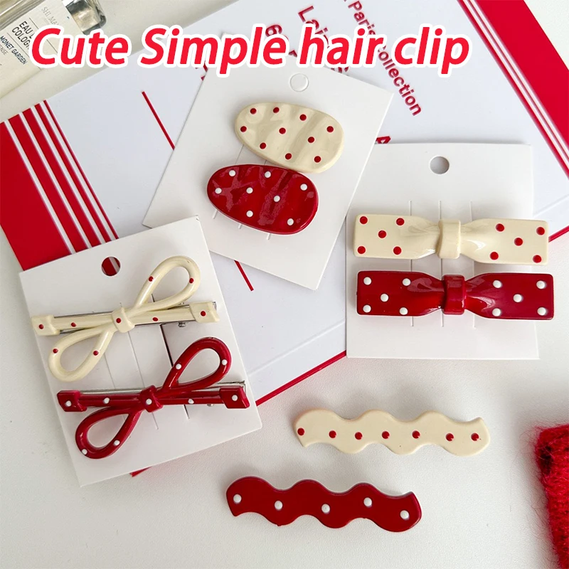 

Vintage polka dot hairpin set bow hair clip for women simple hair accessories for girls kids cute sweet girly heart headdress