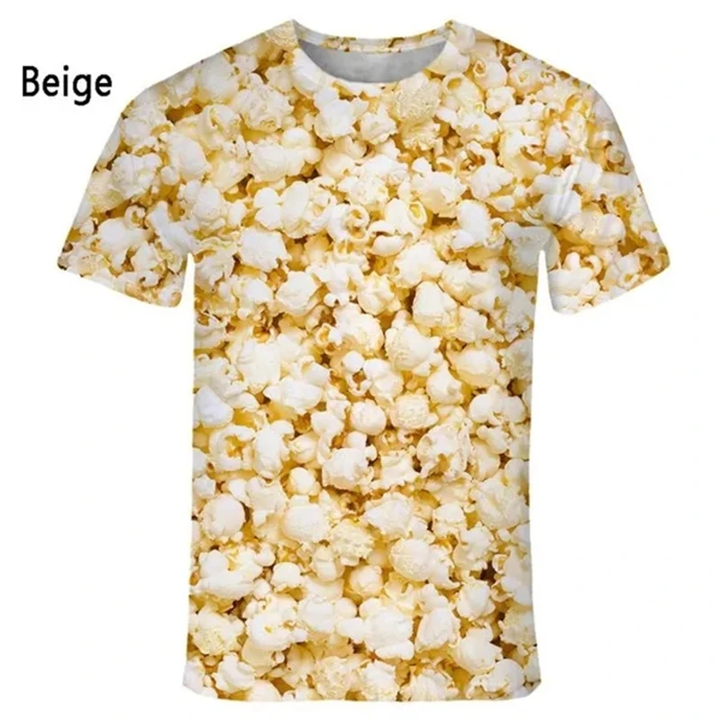 New Fashion Popcorn 3D Printed Funny T Shirts Men\'s And Women\'s Clothing Summer Short Sleeve T-Shirt Unisex Streetwear Tops Tees