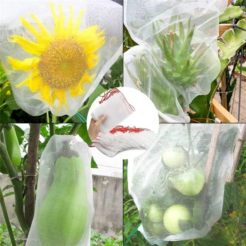 100pcs Fruit Protection Bag Garden Netting Bags Vegetable Grapes Apples Agricultural Pest Control Anti-Bird Mesh Grape Mailers