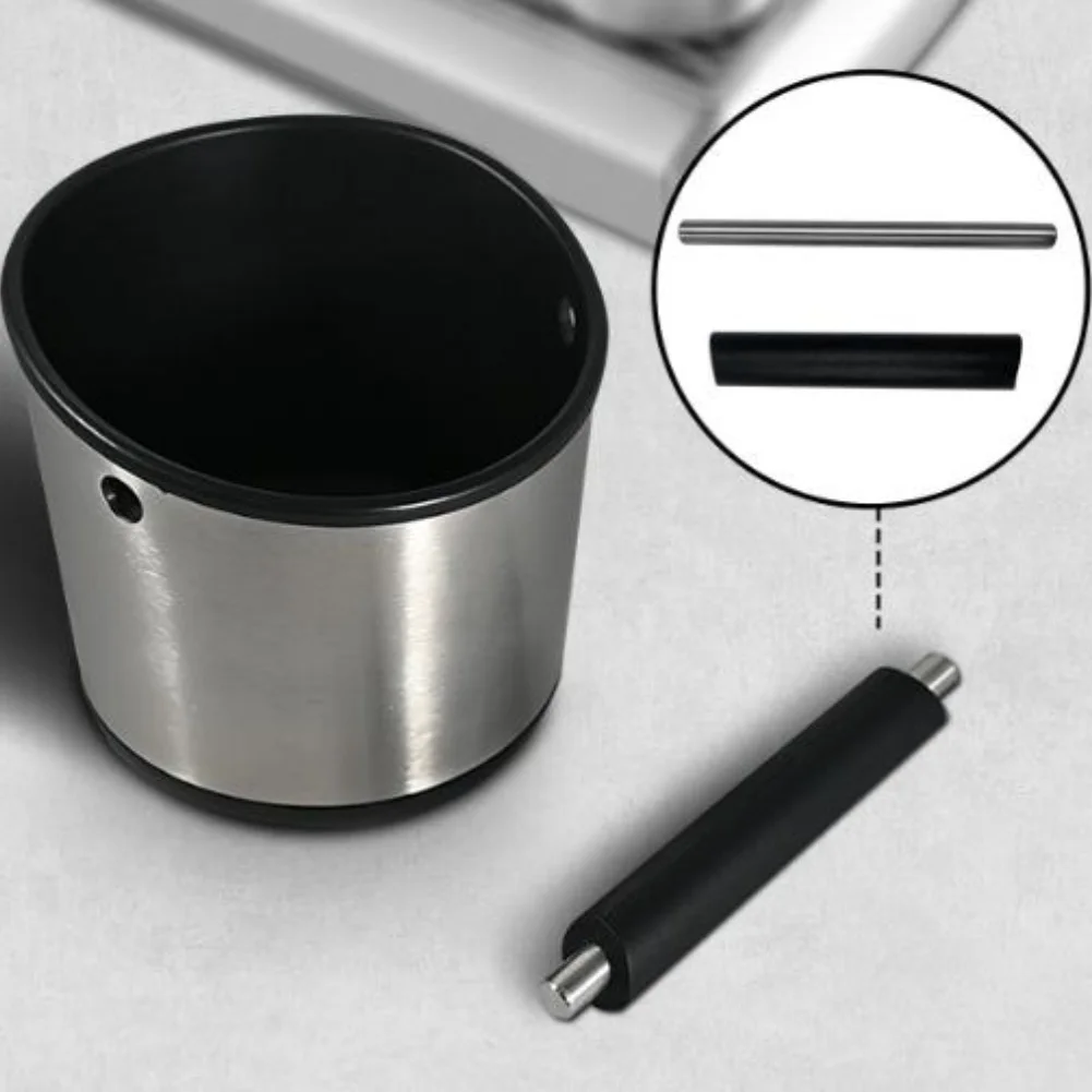 1pc Stainless Steel Coffee Knock Box Slanted Opening Anti-slip Grounds Container For Espresso Machine Home Kitchen Tool