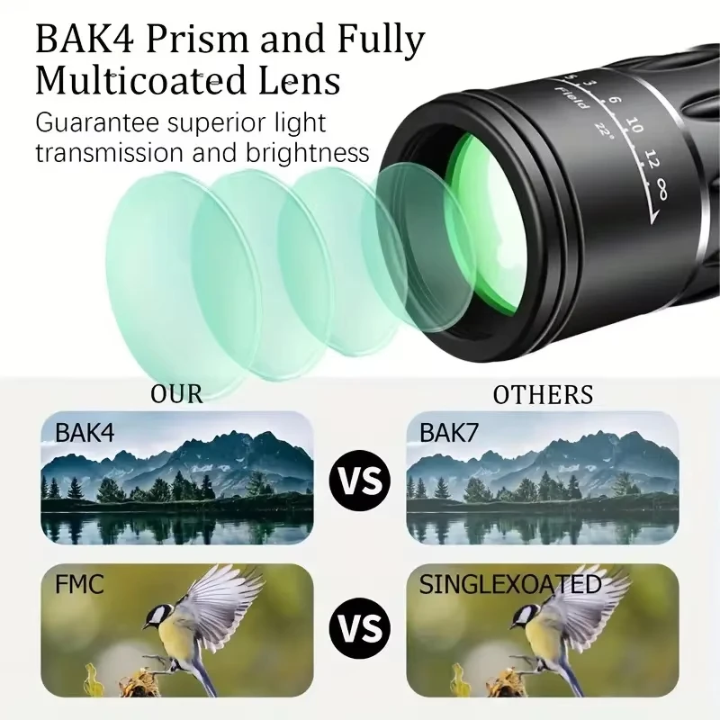 High-Power 16x52 Monocular Telescope Dual Focus Optical Zoom Scope High Magnification Long Range Night Spyglass Telescope