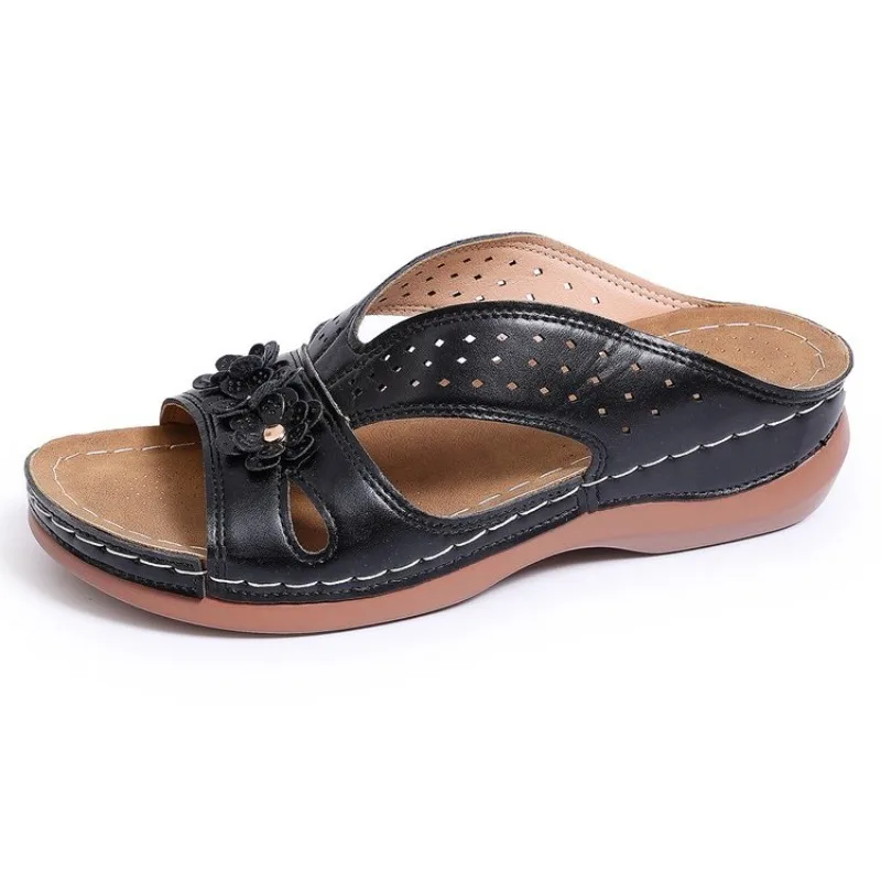 New Women's Slippers Casual Flower Hollow Wedge Beach Shoes Outdoor Fashion Platform Comfortable Non-slip Sandals Plus size 43 view 2