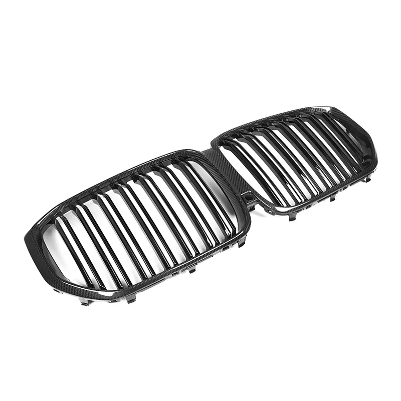 Dry Carbon Fiber +ABS Double Line Front Grille for B MW X5 G05 2019 2020 M Style Car Front Bumper Grill