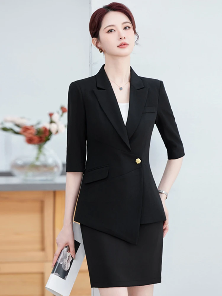 

Black Suit Jacket Women's Spring Summer New Waist-Cinching Sleeveless Workwear Formal Professional Uniform Set Commute Style
