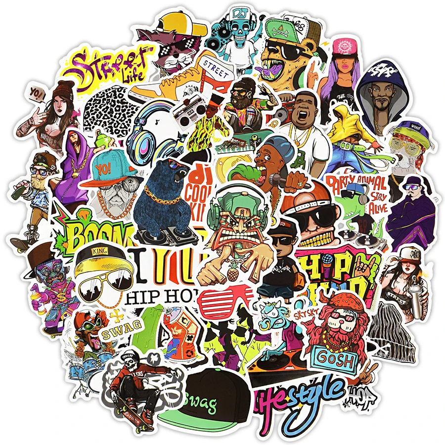 

50 PCS Cool Hip Hop Rock Stickers for Notebook Motorcycle Skateboard Computer Phone Waterproof Vinyl Stickers for Laptop Skin