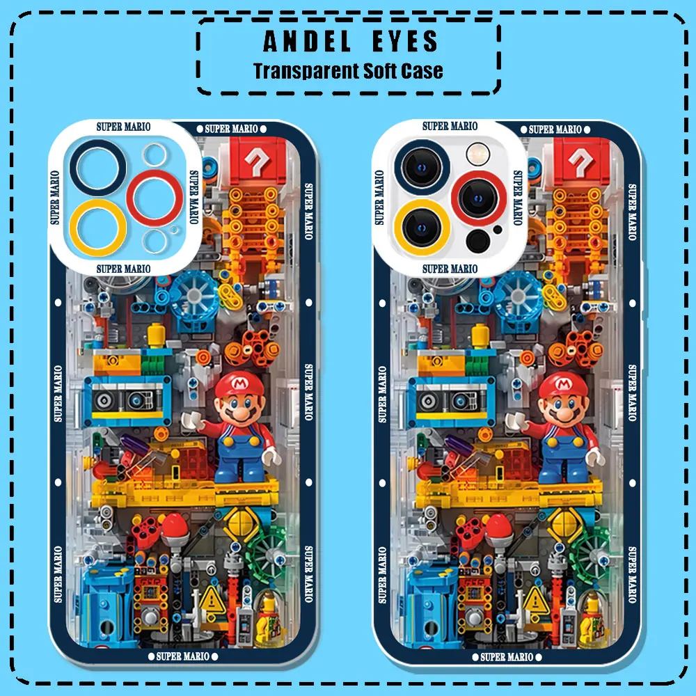 Cartoon Super M-Mario Bros Phone Case For iPhone 16 15 ProMax 14 Plus 12 13 Mini 11 14 15 16 Pro Max Case Transparent Soft Cover