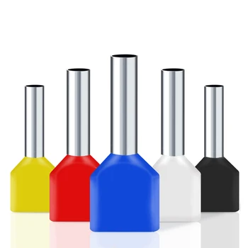 100 قطعة الحلقات النحاسية الحمراء المعزولة نهاية الحبل تجعيد محطة سلك مزدوج موصل دبوس كابلات الموصلات الكهربائية TE7508 DGTVE