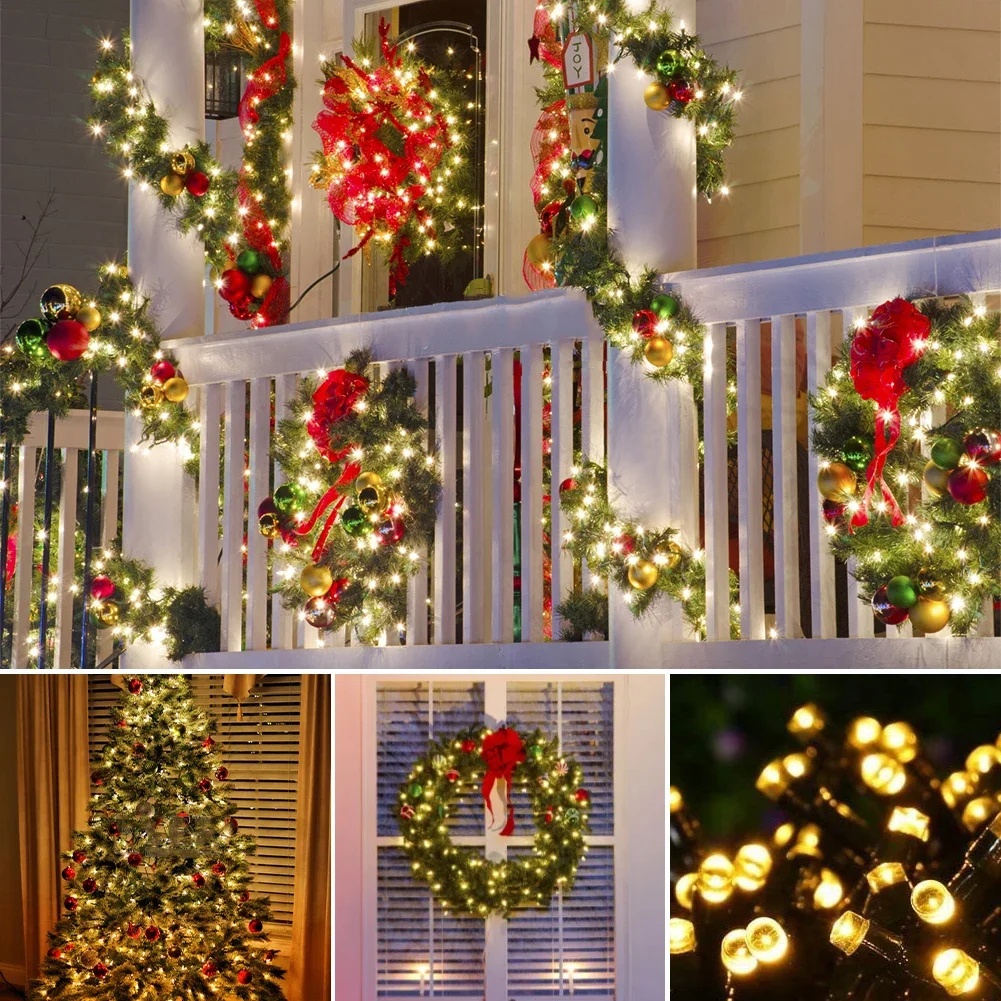 10/20/30/50m ip67 à prova dip67 água ue/eua plug luzes de natal ao ar livre led string guirlanda luz casa jardim festa decoração de ano novo