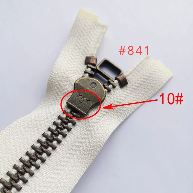 10# 56 To 63cm YKK Metal Zipper Single Open End Beige White Jacket Repair Garment Tailor DIY Apparel Sewing Supplies Accessories