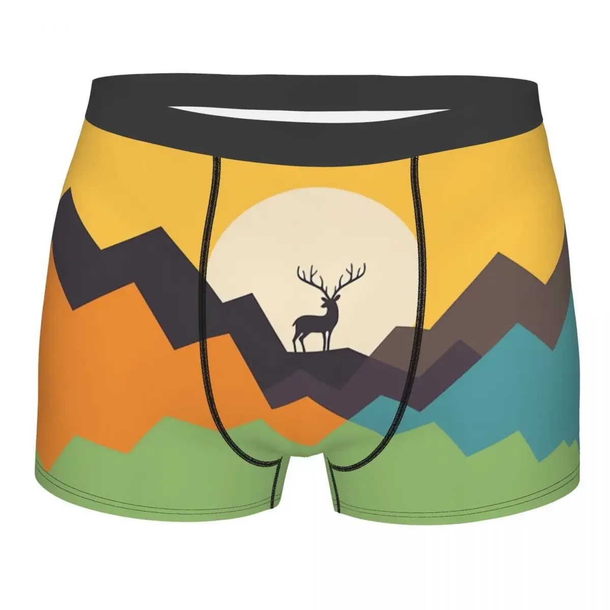 Deer Reindeer And Mountain Animals Art Underpants Breathbale Panties Male Underwear Comfortable Shorts Boxer Briefs