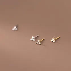 Fashion Mini Inlaid Crystal Clover Stud Earrings for Women Gold Silver Color Sweet Wild Earring Jewelry Accessories Gifts