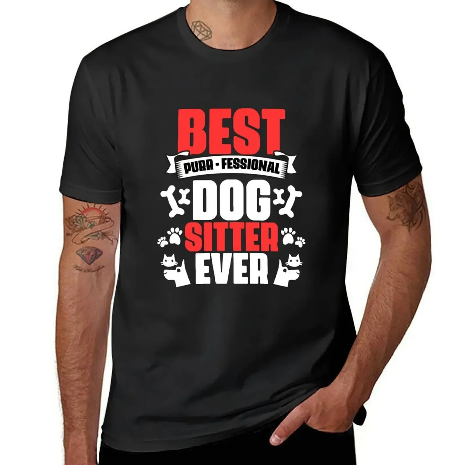 Best Dog Sitter Ever Funny Purr-fessional Animal Pet Setting T-Shirt oversized graphic tee shirt plain t shirts men