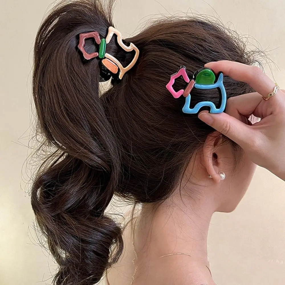 Personalizado oco para fora animal garra de cabelo dos desenhos animados colorido cão grampo de cabelo animal tubarão clipe feminino headwear feminino