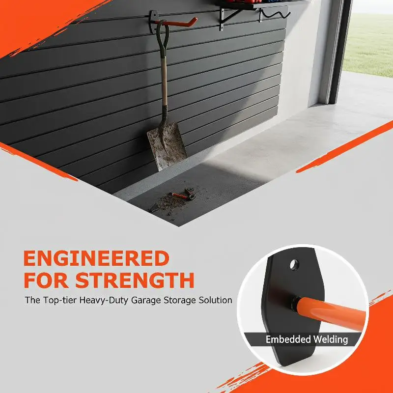 Wall Mounted Garage Hooks 20KG Max Load Carbon Steel Heavy Duty Hanger for Bike Ladder Bulk Items Home Garage Organization