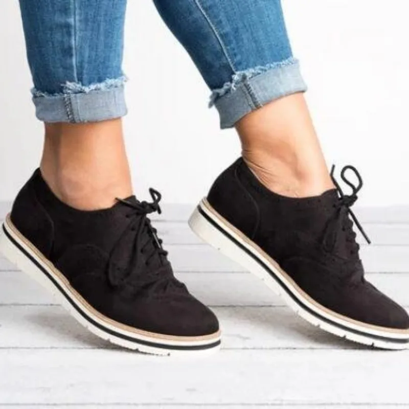 Zapatos planos con cordones para Mujer, zapatillas de plataforma antideslizantes, transpirables, informales, Otoño, 2023