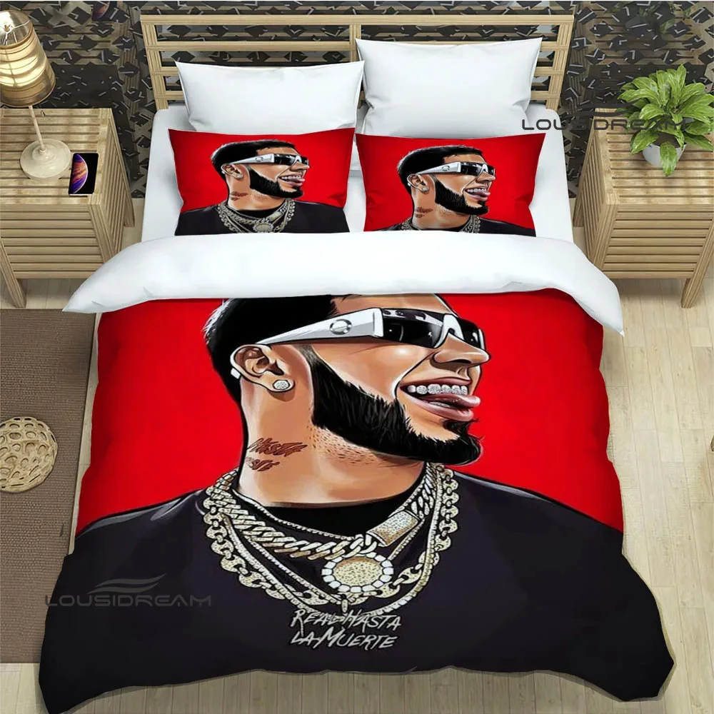 3D Print Rapper Anuel AA Bedding Set,Duvet Cover Comforter Bed Set Quilt Cover Pillowcase,King Queen Twin Size Boys Girls Adults