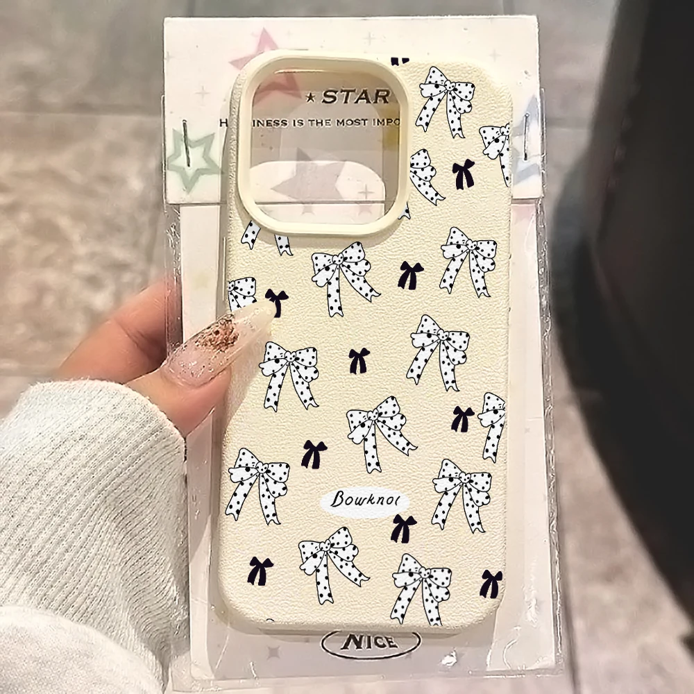 Чехол для телефона с большими и маленькими бантиками для iPhone 17, 16, 15, 14, 13, 12, 11 Pro Max, 16, 15, 14 Plus, 17, 16, 15, 14, 13, 12 Pro, 17 Air, силиконовый матовый чехол