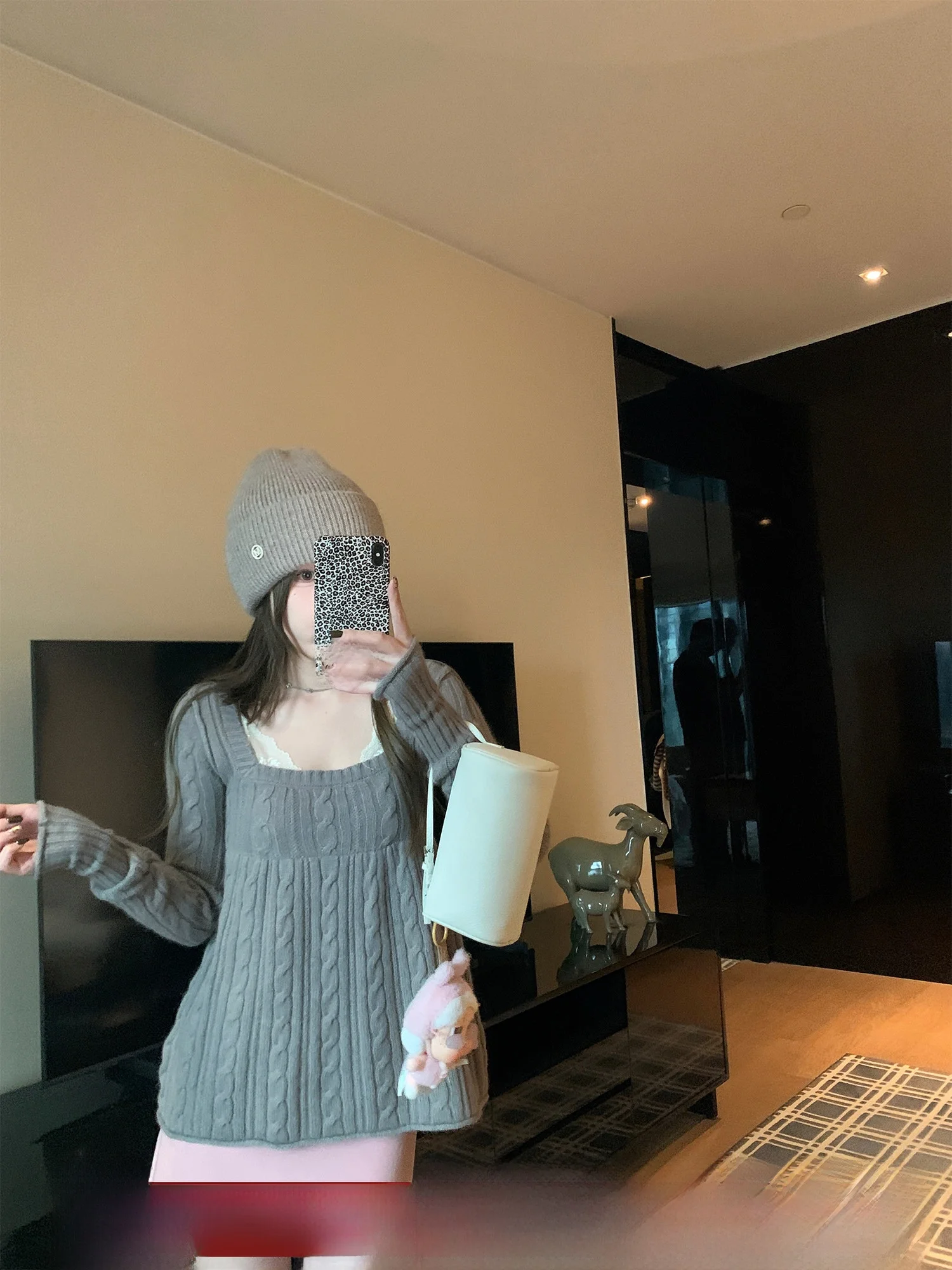 

Sweet Core Twist Knit Sweater Women's Early Spring Square Collar Long Sve Top Slimming Faion Casual Sle Knittedwear