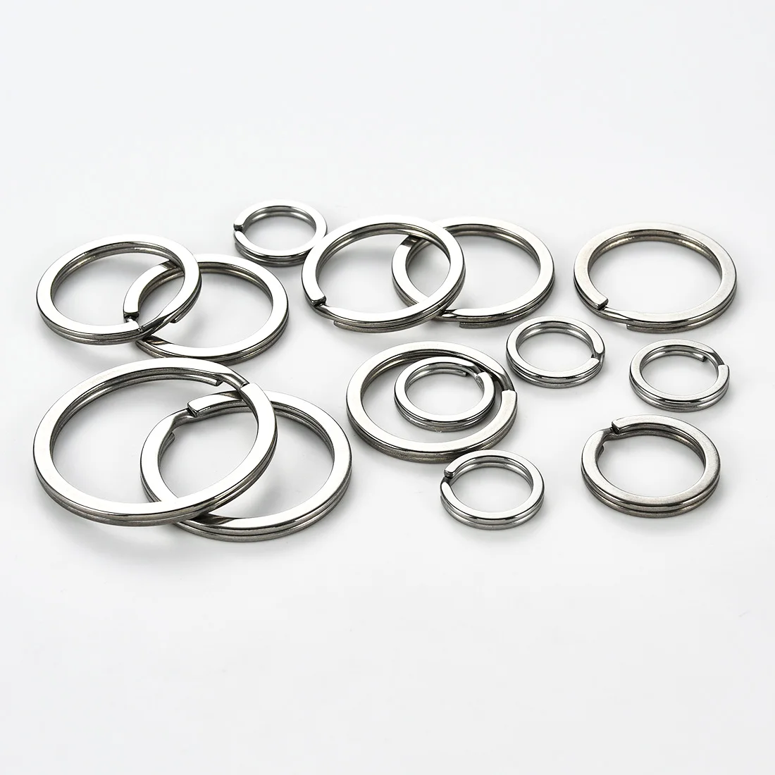 10Pcs Stainless Steel Key Rings 15/20/25/30/35MM Round Flat Line Key Organizer Split Keyrings for DIY Jewelry Keychain  Findings