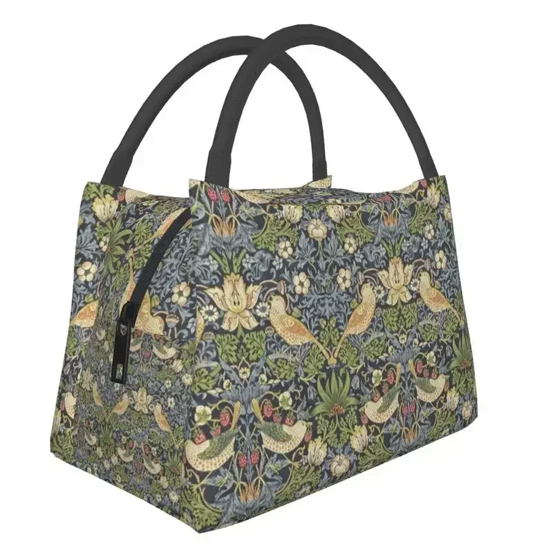 

William Morris Insulated Lunch Bag for Work Office Textile Pattern Leakproof Thermal Cooler Bento Box Women Shoulder