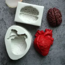 Horror Heart And Brain Silicone Mold Fondant Cake Decorating Silicone Mould Clay,Sugarcraft Chocolate Baking Tool，Kitchenware