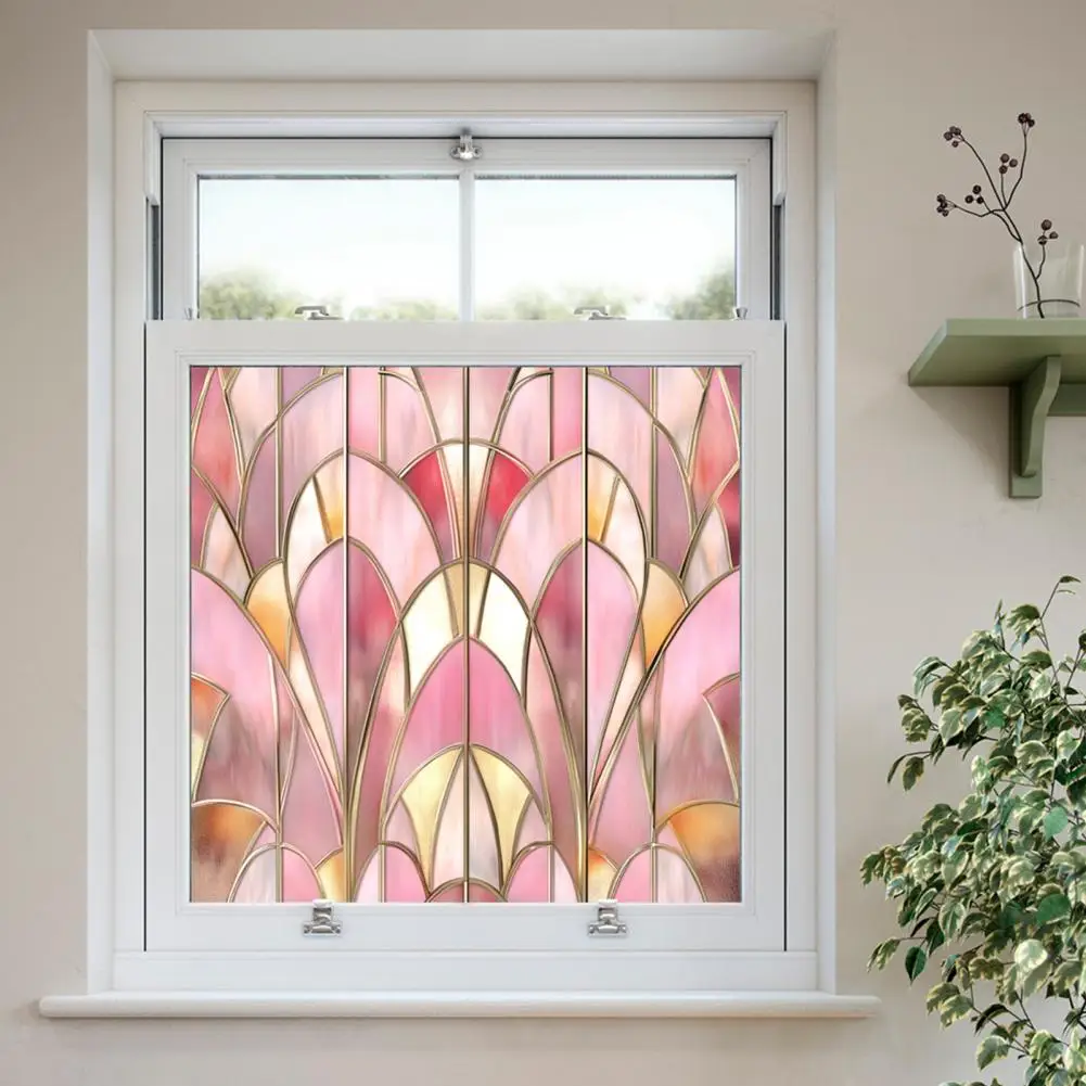 Stained Glass Static Window Film Privacy Sun Blocking Glass Sticker Waterproof PVC Home Office Window Covering Film