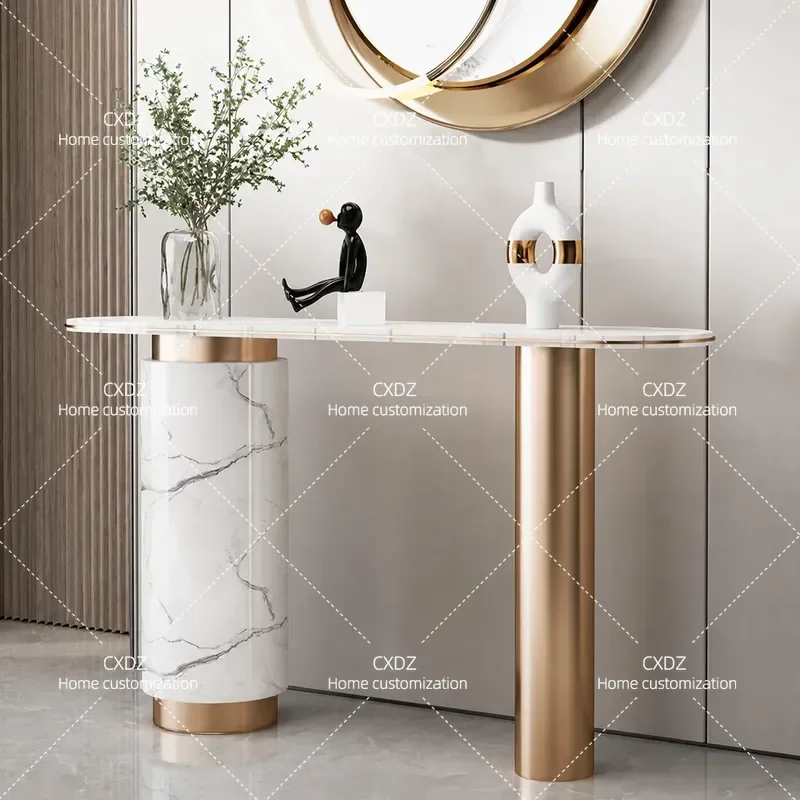 Nordic Entrance Table Modern Minimalist Wall Mounted Console with Shelves Side Cabinet High End Luxury Entryway Decor