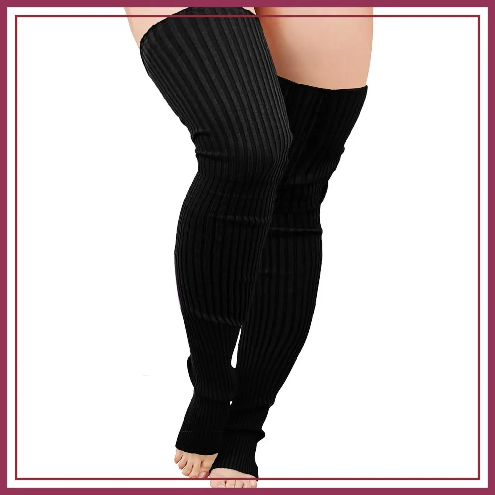 

V28 Plus Size Knit Leg Warmers Women Thick Thigh High Boot Extra Long Large Socks