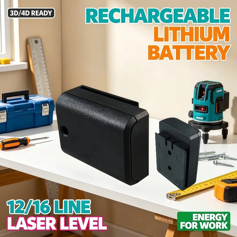 Rechargeable Lithium‑Ion Battery Suitable For 12‑16 Line Laser Level, For 3D & 4D Laser Level Measuring Tools