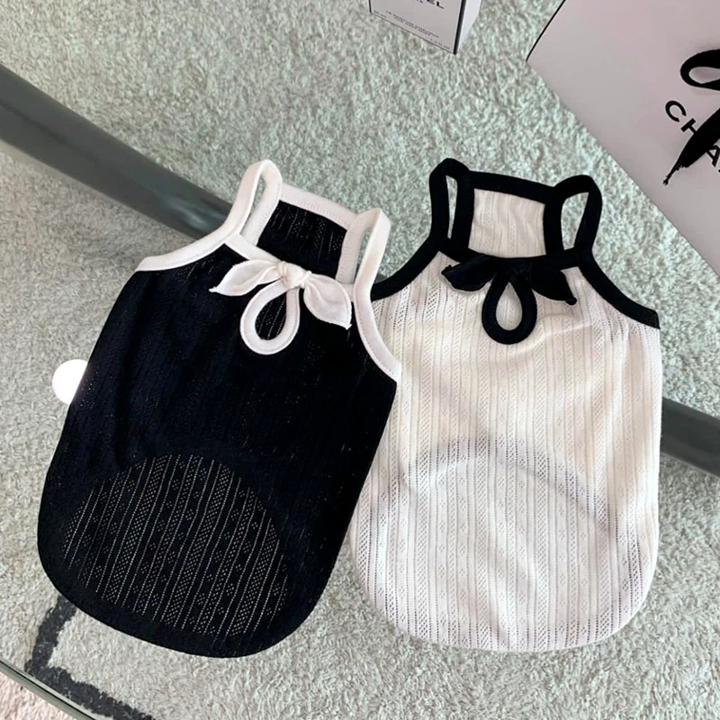 Puppy Mesh Camisole Summer Pet Vest Thin Dog Clothes Teddy Breathable Pullover Solid Colour Cool Clothes XS-XL