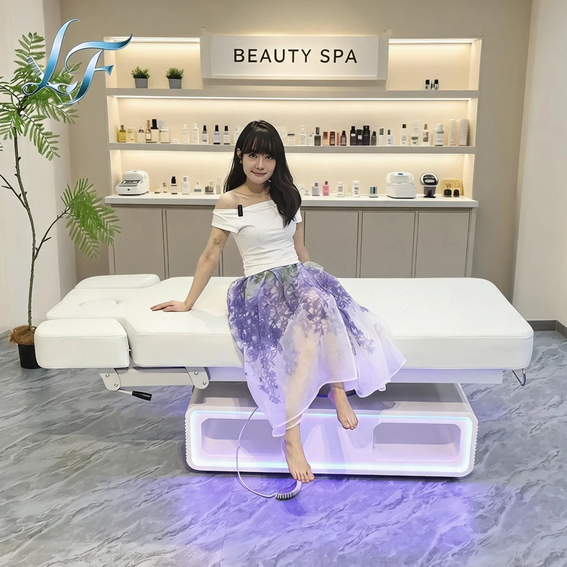Aesthetic Facial Chair 3 Motors Electric Adjustable Massage Bed For Professional Beauty Salon Solid Durable Salon Furniture