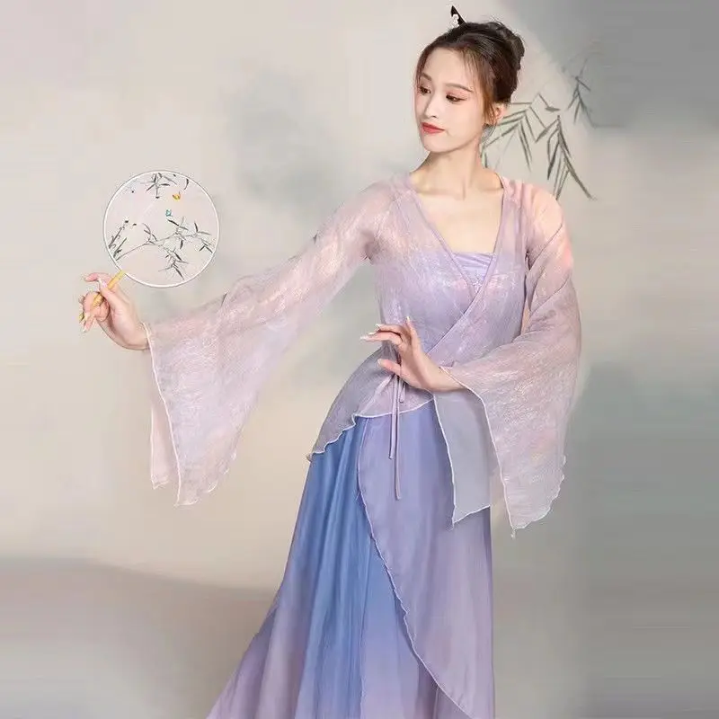 Classical Dance Costume Gradual Suit Fairy Daily Practice Dress Loose Flowing Gauze Chinese Dance Performance Stag Dancewear