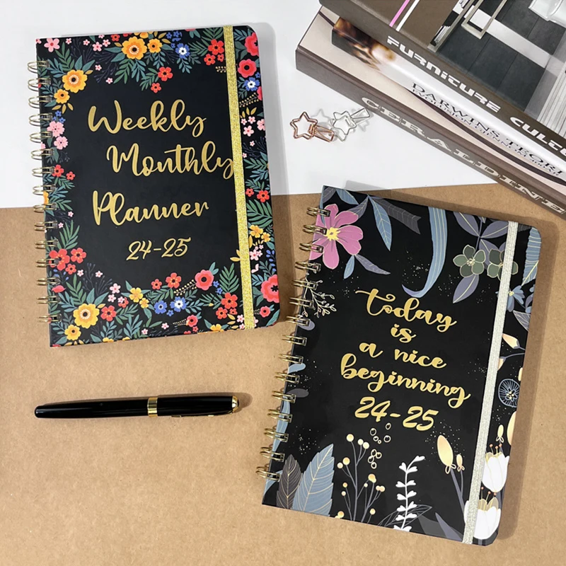 1 PC 2025 Planner เดือนรายสัปดาห์โน้ตบุ๊คตารางไดอารี่ตารางวารสารโรงเรียนอุปกรณ์สํานักงานเครื่องเขียน