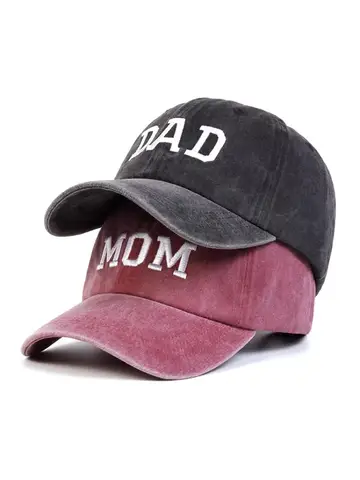 Mom and Dad Embroidered Baseball Hat Retro Sports Running Sunscreen Leisure Daily Versatile Travel Duck Tongue Hat