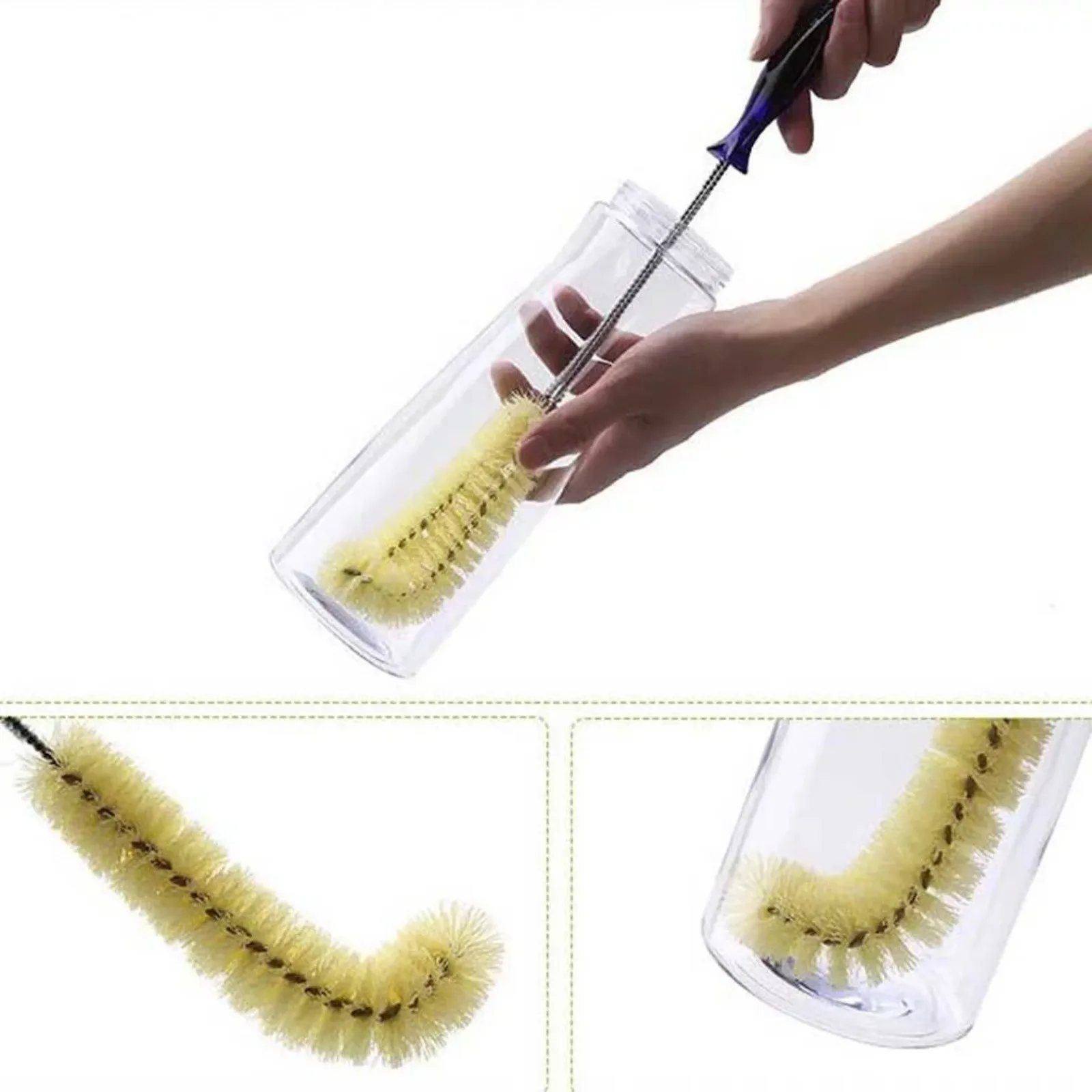 Bottle Brush Steel Handle Water Cup Cleaner,Flexible Scrub Brush for Kitchen Household Cleaning Wash Baby Bottles,Sports Bottles