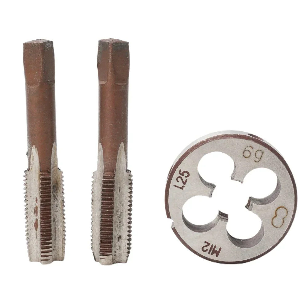 3Pcs Reliable And Durable HSS M12x125mm Taper & Plug Tap M12x1 25mm Die Essential Set For Thread Cutting Tools Accessories